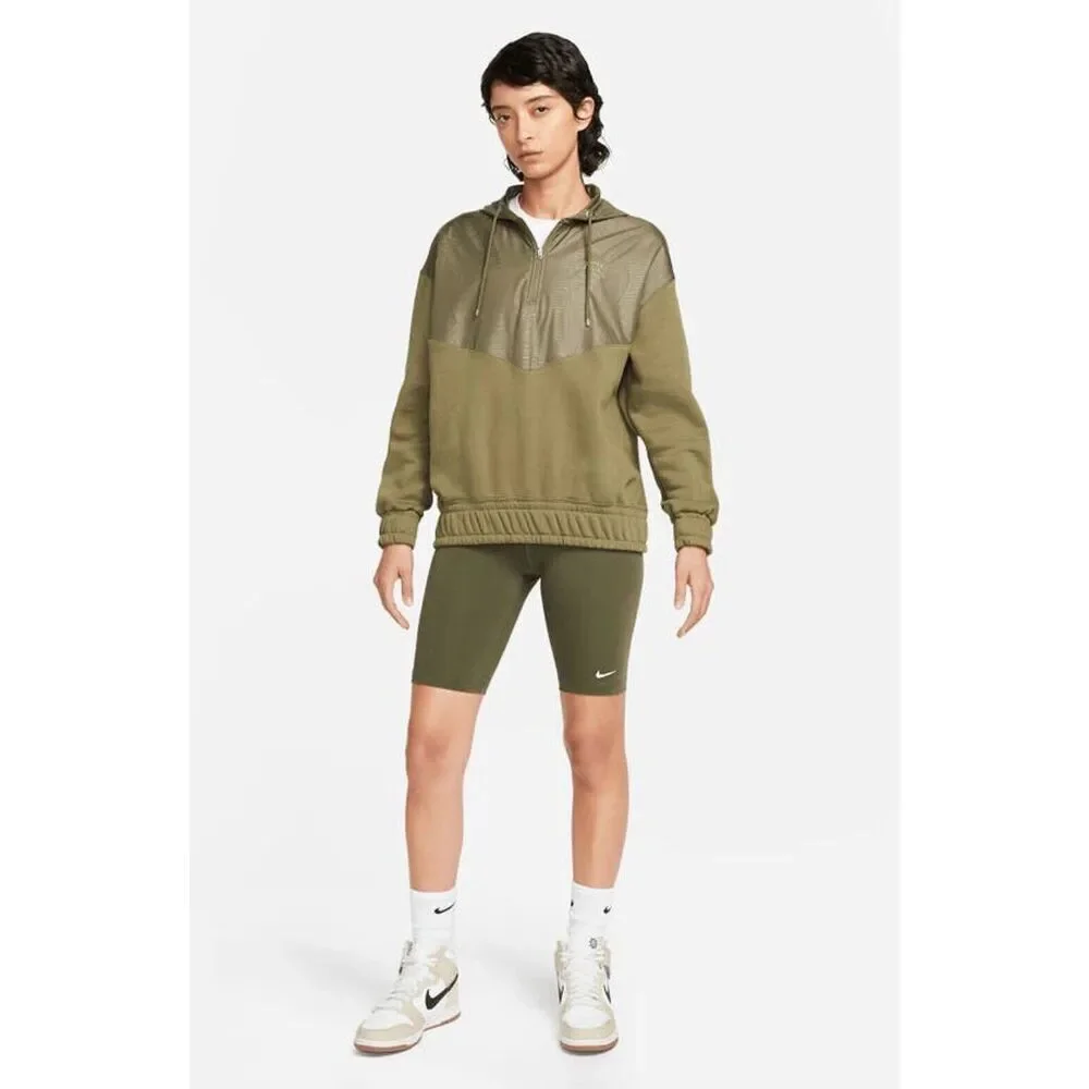 Nike Hoodie Womens S Green Sportswear Icon Clash 1/4 Zip Oversized DQ7147 Sporty